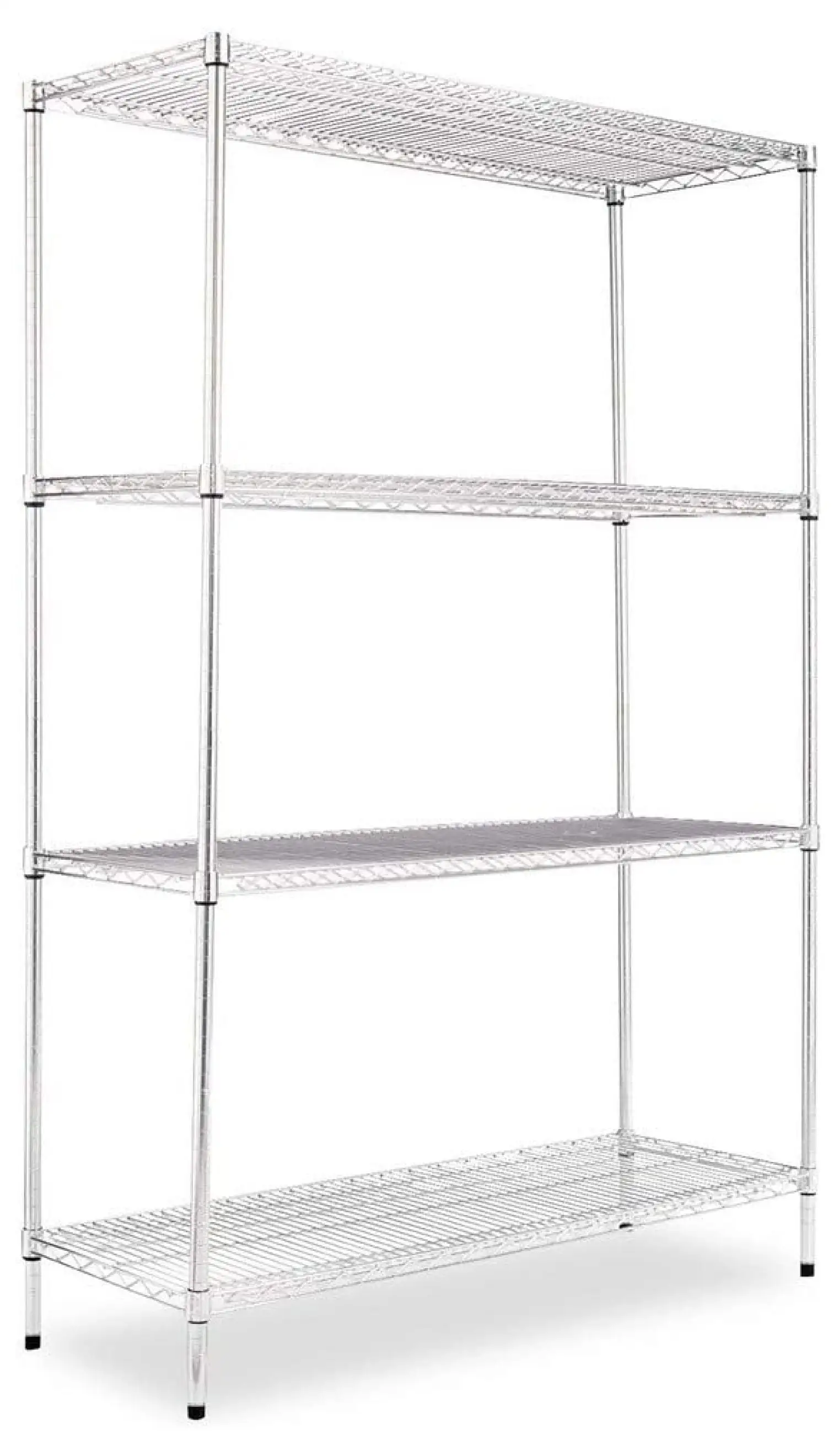 Industrial Heavy-Duty Wire Shelving Starter Kit. 4-Shelf. 48w x 18d x 72h. Silver