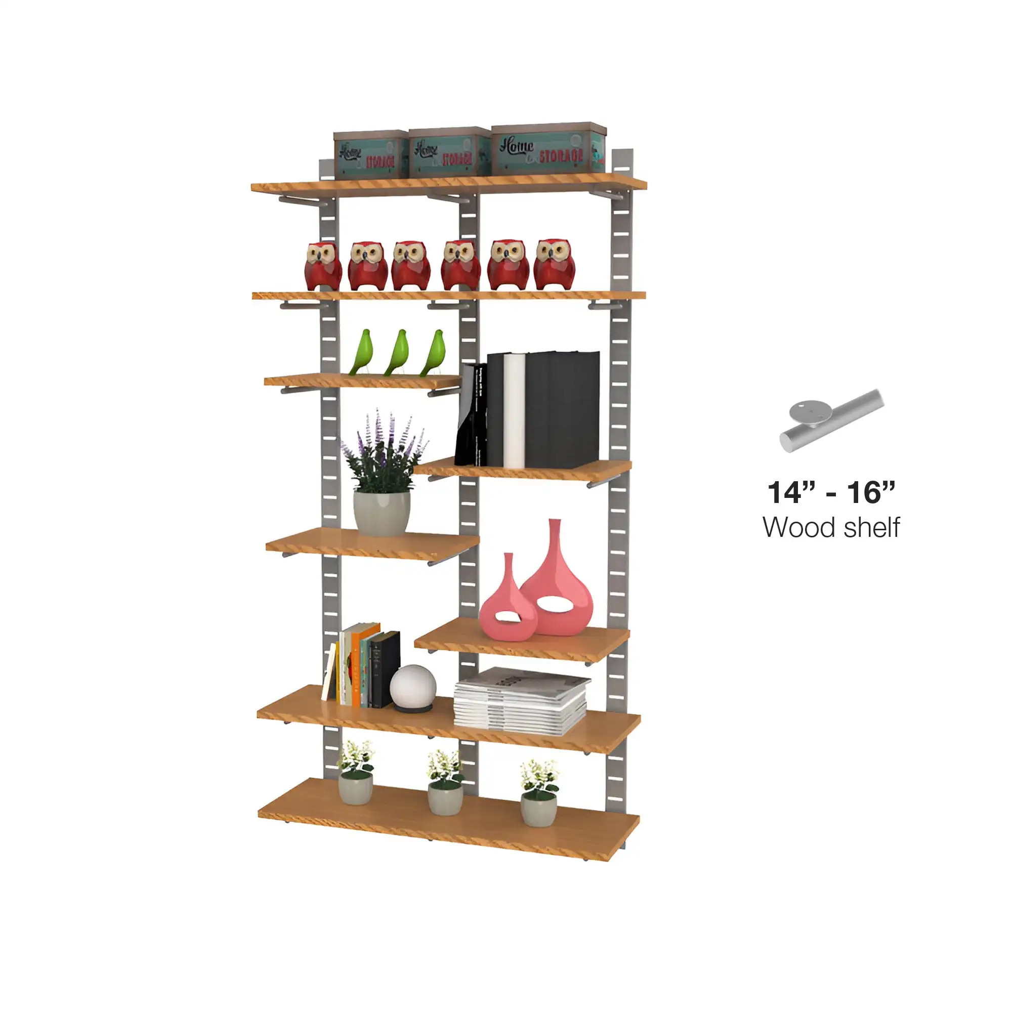 Inno-Strip Living Room Shelving System 91 High with 12 Mixed Shelves 24 and 48 Length | 2 Sections - Shelves Sold Separately