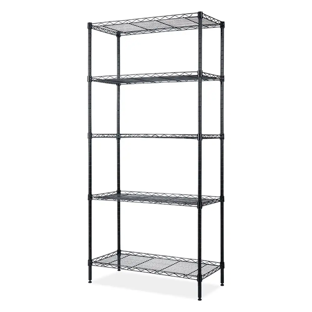 Inq Boutique 5-Tier Wire Shelving - Flat Black - Heavy Duty Shelf - Wide Adjustable Rack Uni