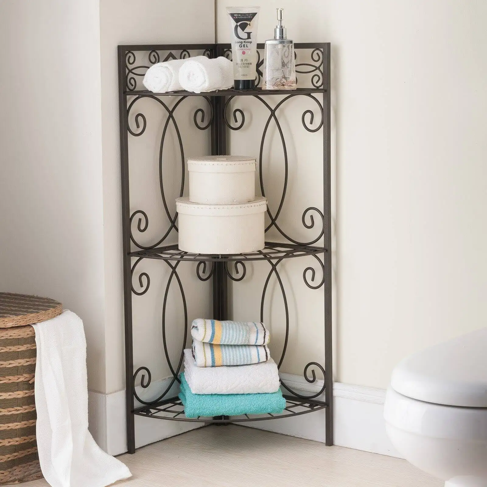 Inroom Furniture Designs Bathroom Rack Metal - Pewter