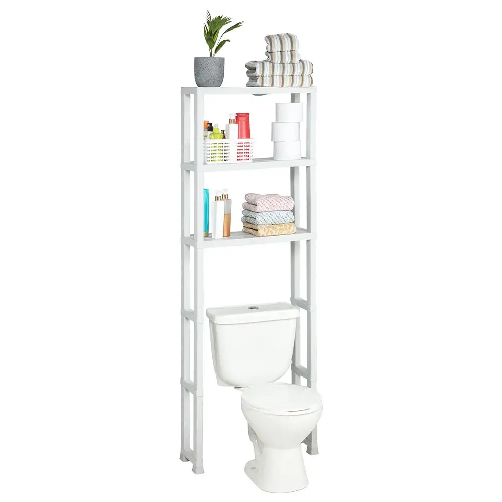 Inval America 3-Shelf Resin Bathroom Over-the-Toilet Shelving Unit in White