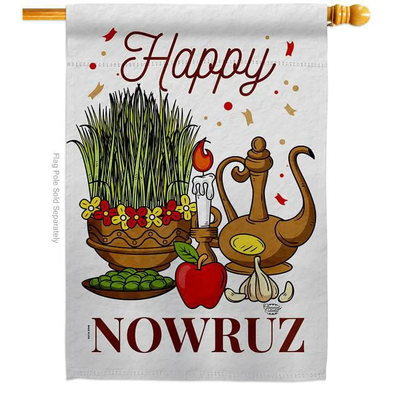 Iranian New Year Celebration Nowruz Double-Sided Garden Decorative House Flag. Multi Color