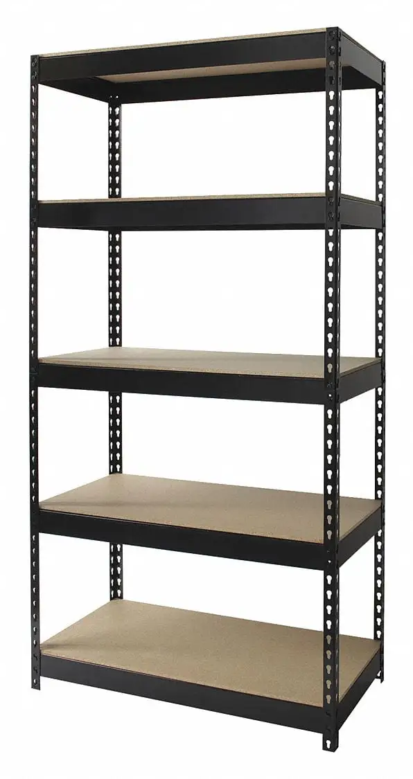 Iron Horse 3800 Riveted Steel Shelving 5-Shelf Unit. 18D x 36W x 72H. Black