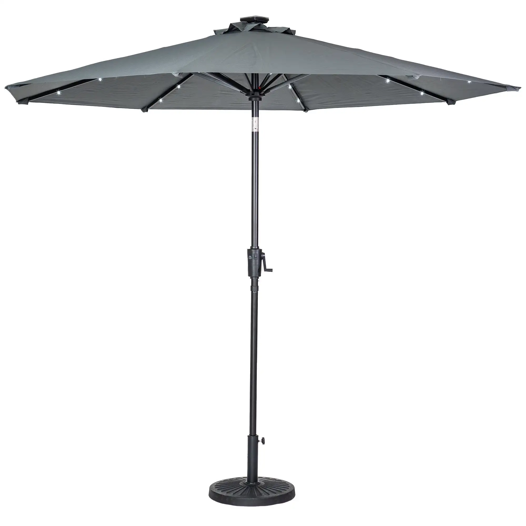 J&J Global LLC. Sun-Ray 9' Round 8-Rib Aluminum Solar Umbrella. Base Not Included Grey