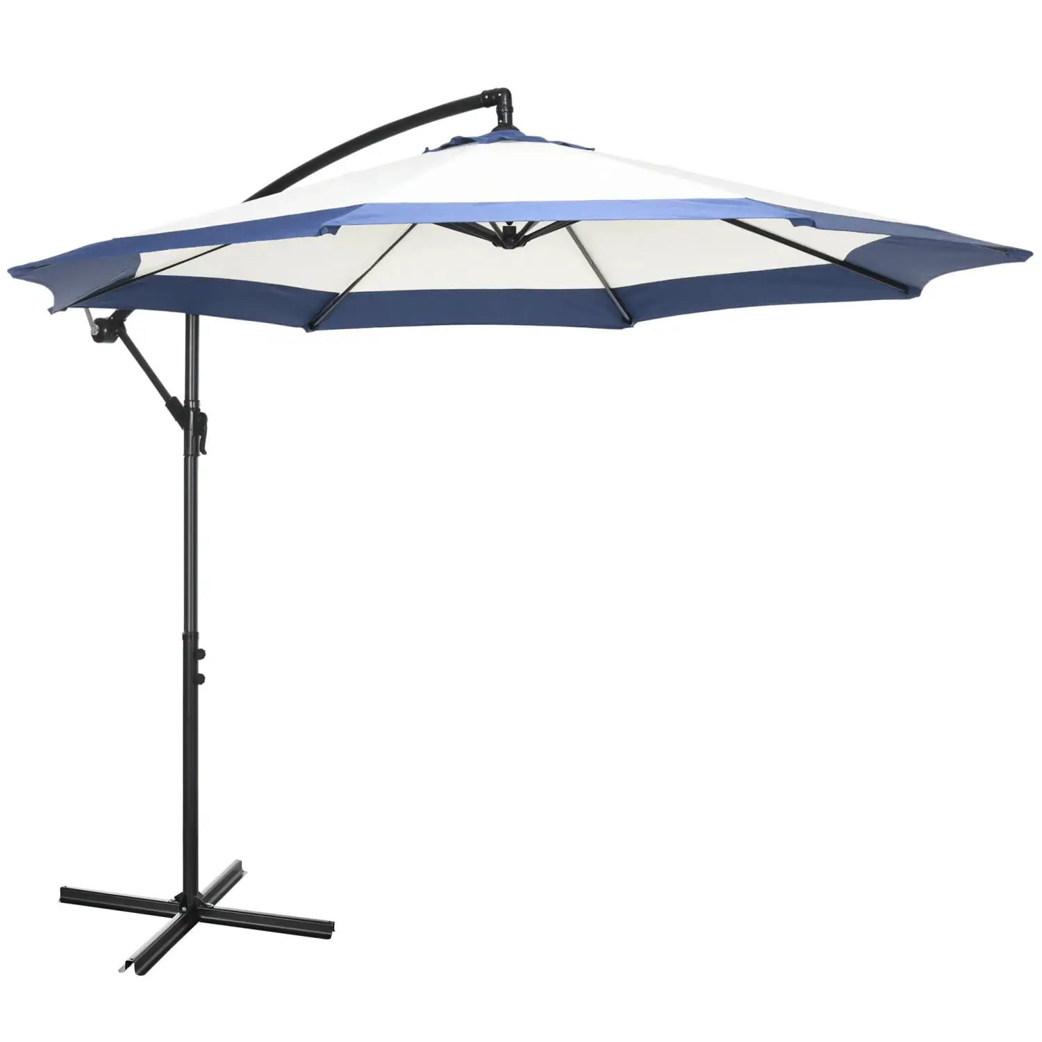 JHOOTUUO 10FT Cantilever Umbrella Offset Patio Umbrella with Crank and Cross Base for Deck Backyard Pool and Garden Hanging Umbrellas Navy Blue