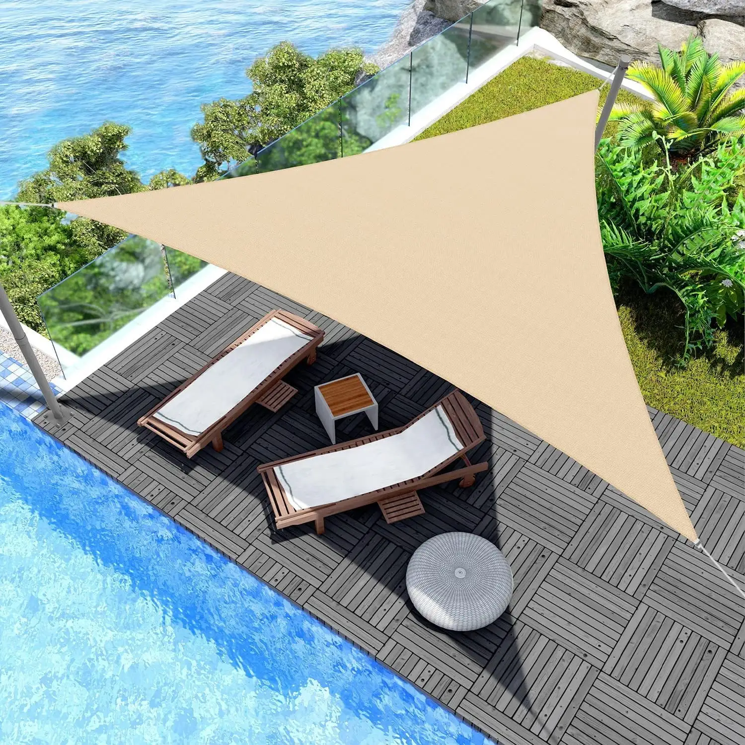 JMKQLZ Sun Protection Shade Sail Triangle Canopy Shade Cover UV Block Tarpaulin Canopy for Patio Backyard Garden Outdoor Swimming Pool