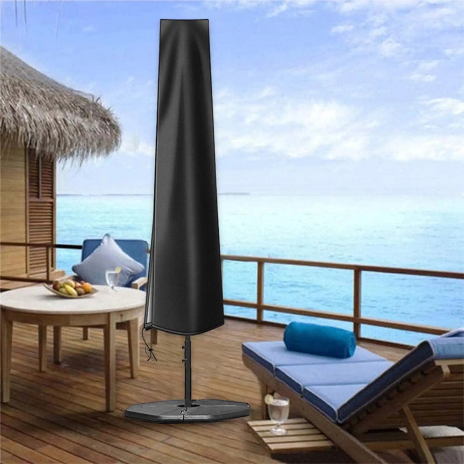 JOGZMZ Umbrella Cover Oxford Fabric Patio Umbrella Covers with Zip Patio Market Parasol Covers for 9ft to 12ft Garden Outdoor Umbrella Black 19.69??11.81??74.8in