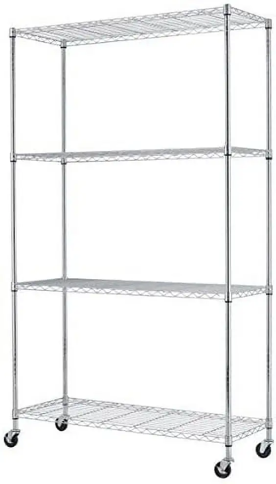 JYHOME 18" L x48 W x72 H 6 Wire Shelving Unit NSF Garage Shelves Large Heavy Duty Metal Organizer Height Adjustable Commercial Grade Steel Rack 2100 LBS Capacity with Wheels Chrome