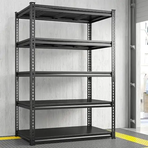 JYHOME 72"H Garage Shelving Load 2000 Lbs Garage Shelves Heavy Duty Shelving 5-Tier Adjustable Garage Shelves Sturdy Metal Shelves for Garage Industrial Shelving 72"H x36"W