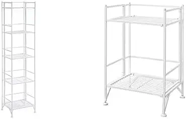 JYHOME Xtra Shelves - 5-Tier Folding Metal Shelving Modern Shelves for and Display in Living Room Bathroom Office Kitchen Garage Sea Foam