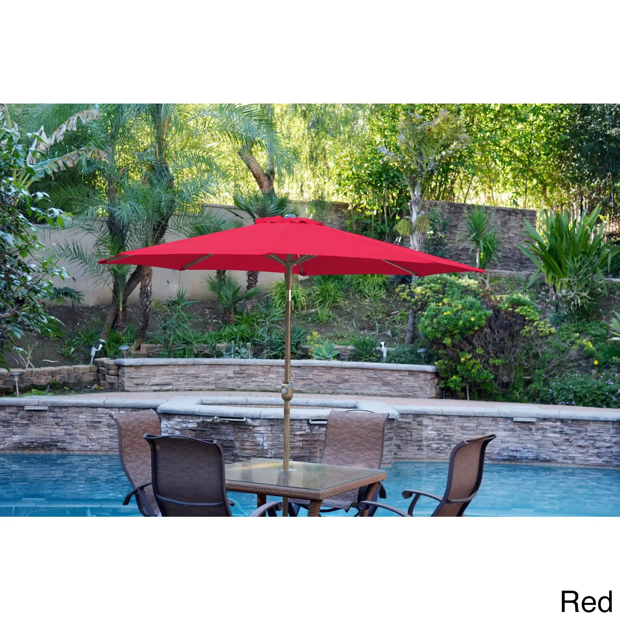 Jeco Aluminum Patio Market Umbrella Tilt with Bronze Pole Red