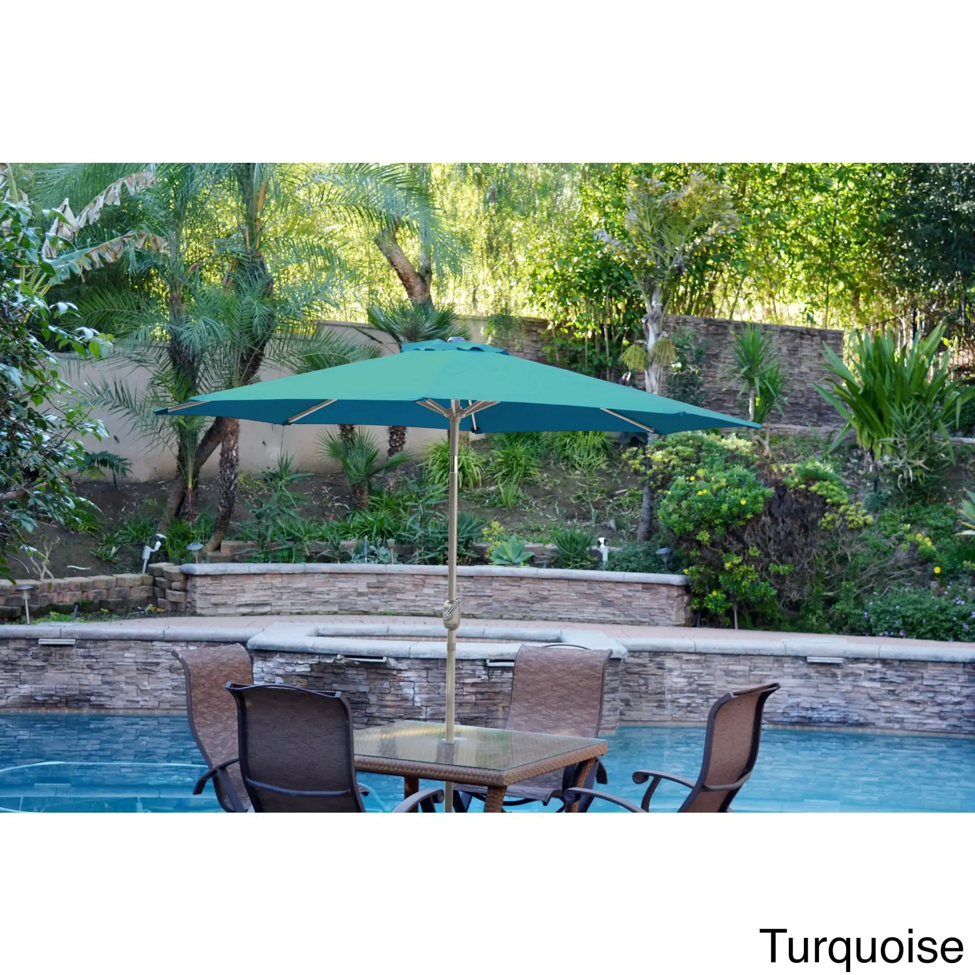 Jeco Aluminum Patio Market Umbrella Tilt with Grey Pole Turquoise