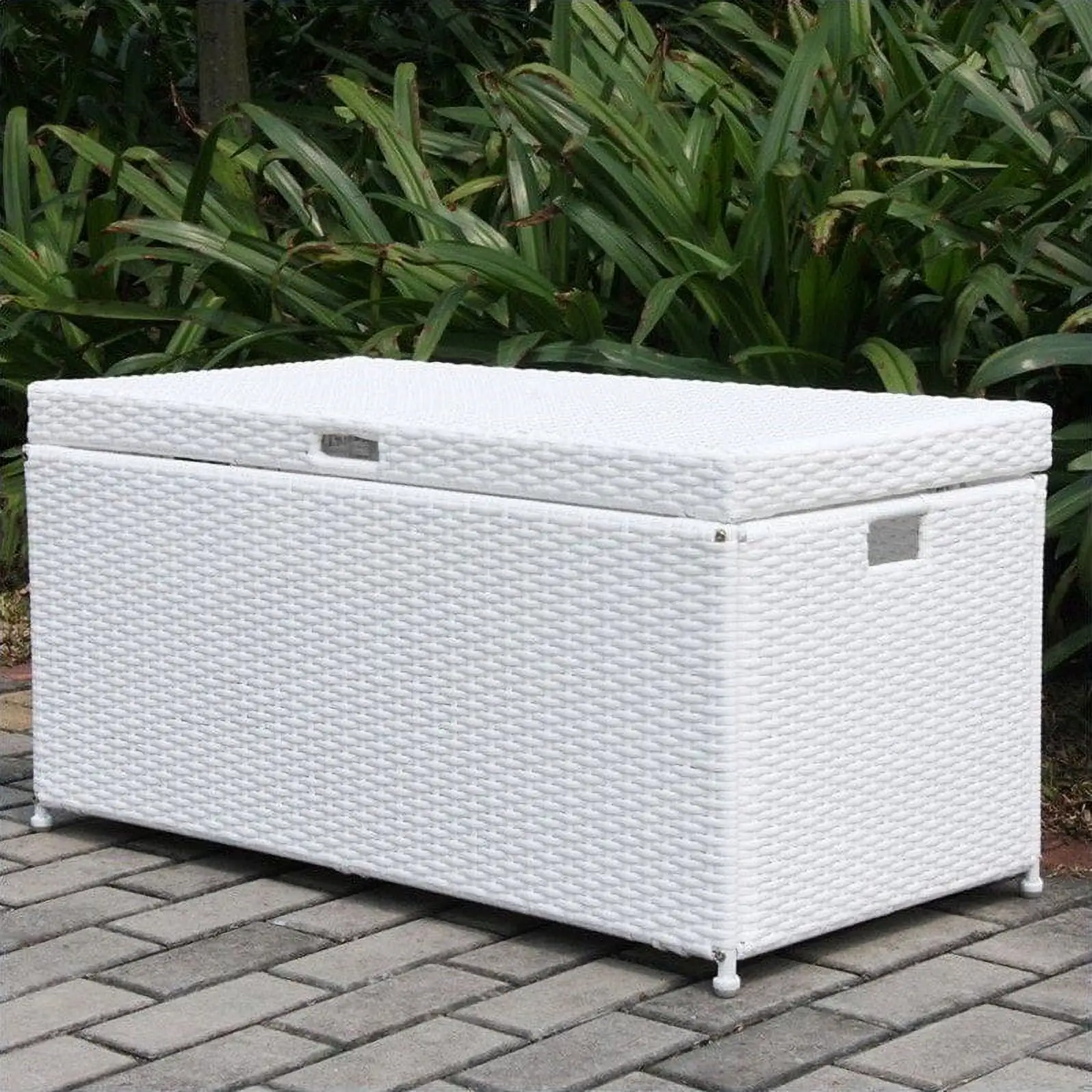 Jeco Wicker Patio Storage Deck Box in White