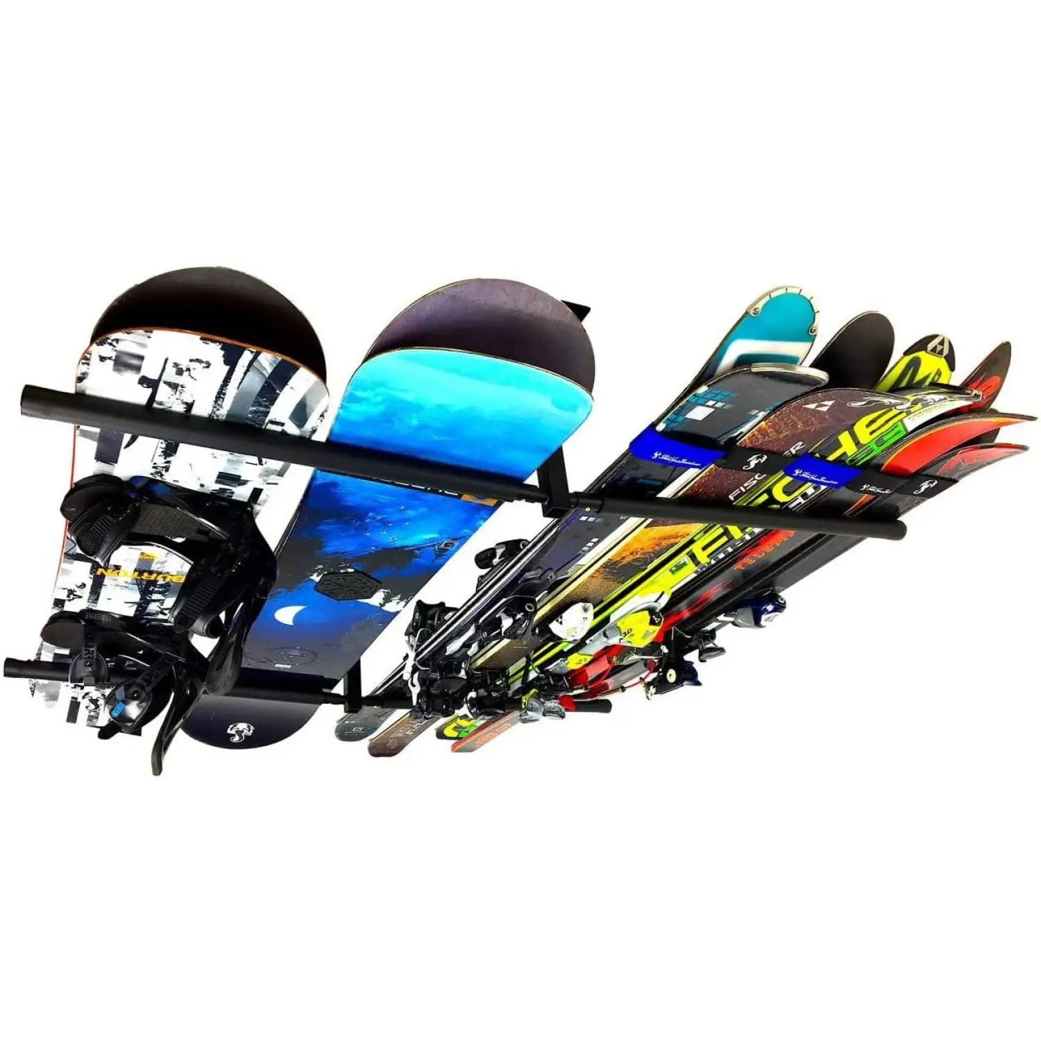 Jiaiun Adjustable Ski and Snowboard Ceiling Rack. Overhead Storage Mount. Double Sided