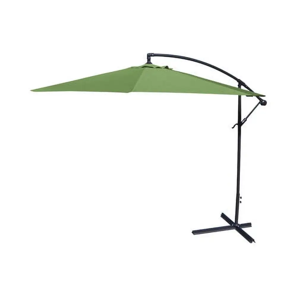 Jordan Manufacturing 10' Green Solid Octagon Offset Outdoor Patio Umbrella with Crank Opening