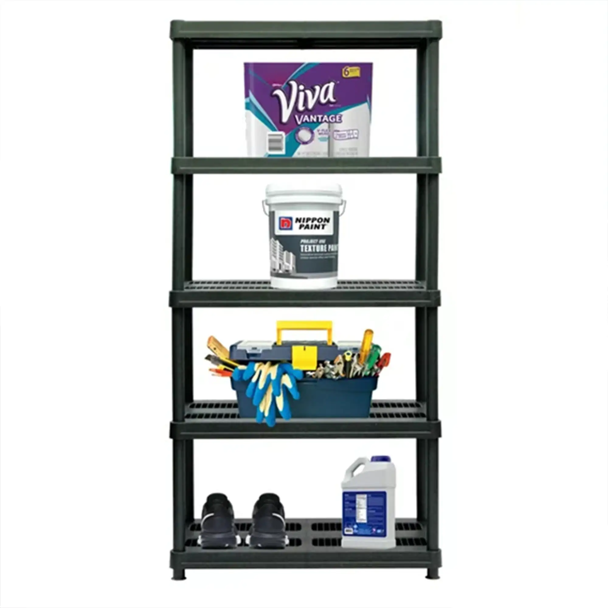 Juggernaut Storage 72 Inch 5 Shelf Plastic Utility Shelving Storage Unit