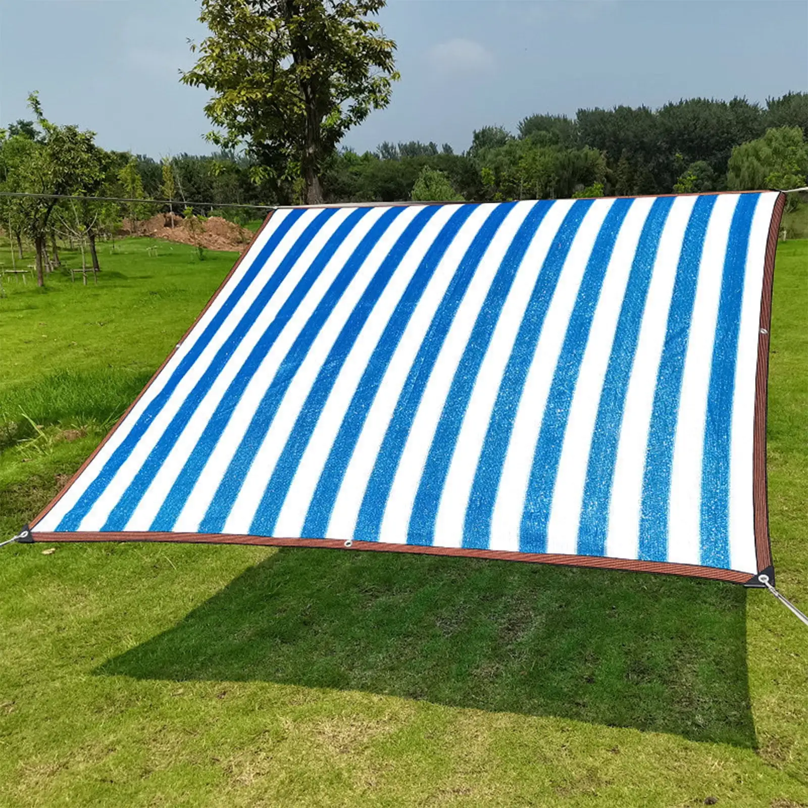 KIHOUT Discount Outdoor Sunny Shade Cloth. Pergola. And Backyard Patio Sunshade With Protection. Heat Material. Reinforced GrommetsBlue And White Stripes