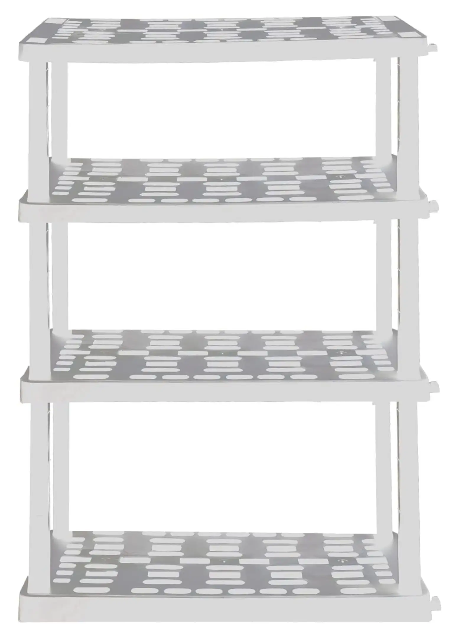 KITYDALK 4 Tier Plastic Shelf. Garage Shelving Unit. Rack and Storage Shelves - Ideal for Storage Shed. and Shelf Organizer - Perfect for Garage Storage and Shelving .White