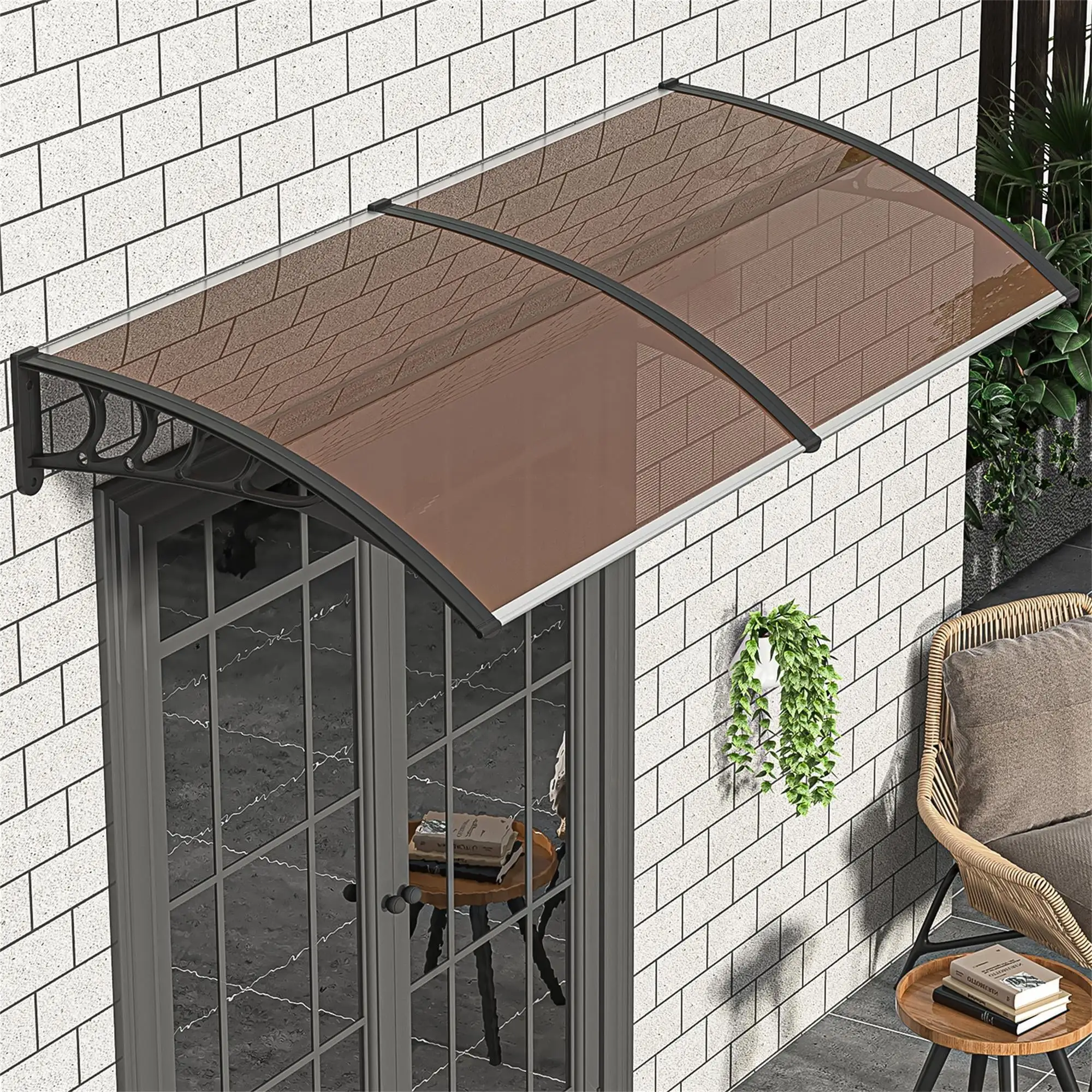 Kadyn 40x 35 Window Door Awning. Patio Cover Awning for Outdoor. Awning Canopy for Patio. Brown