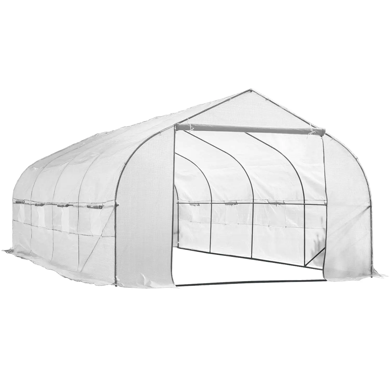 KapscoMoto Garden Greenhouse Walk-In Green Hot Plant House Shed Storage PE Cover 20ft x 10' Hothouse for Fruits. Vegetables. Plants. and Flowers - 20ft L x 10ft W x 7ft H