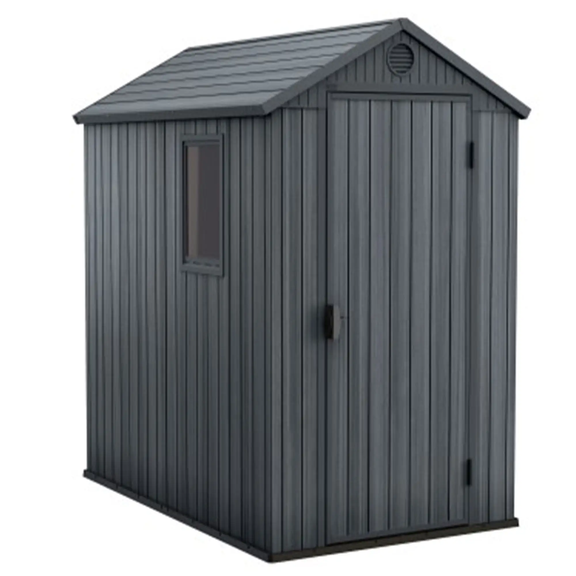 Keter Darwin 4' x 6' Outdoor Garden Tool Storage Shed w/ Window. Graphite