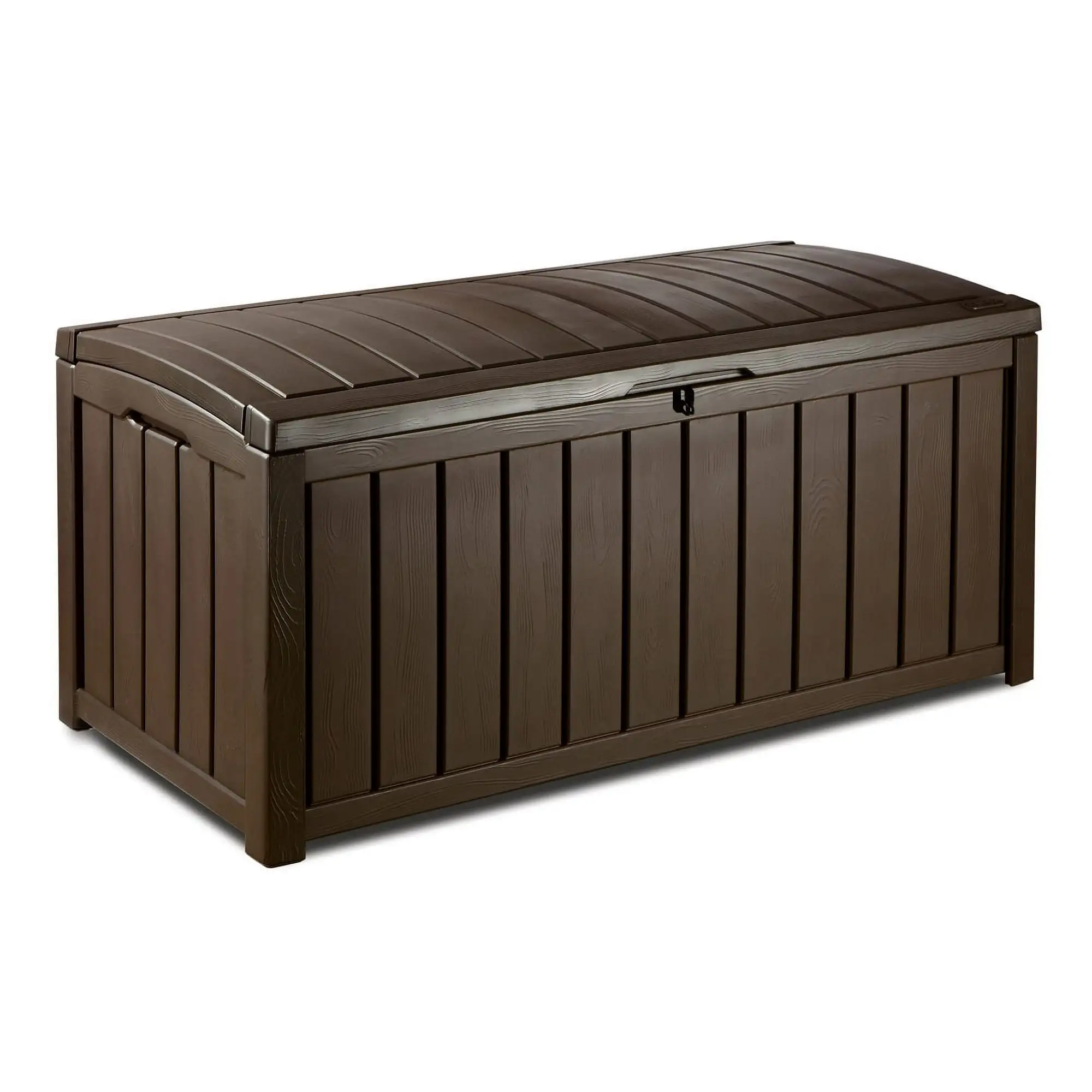 Keter Glenwood 101 Gallon Durable Weatherproof Resin Deck Box Organization and Storage for Outdoor Patio and Lawn. Brown