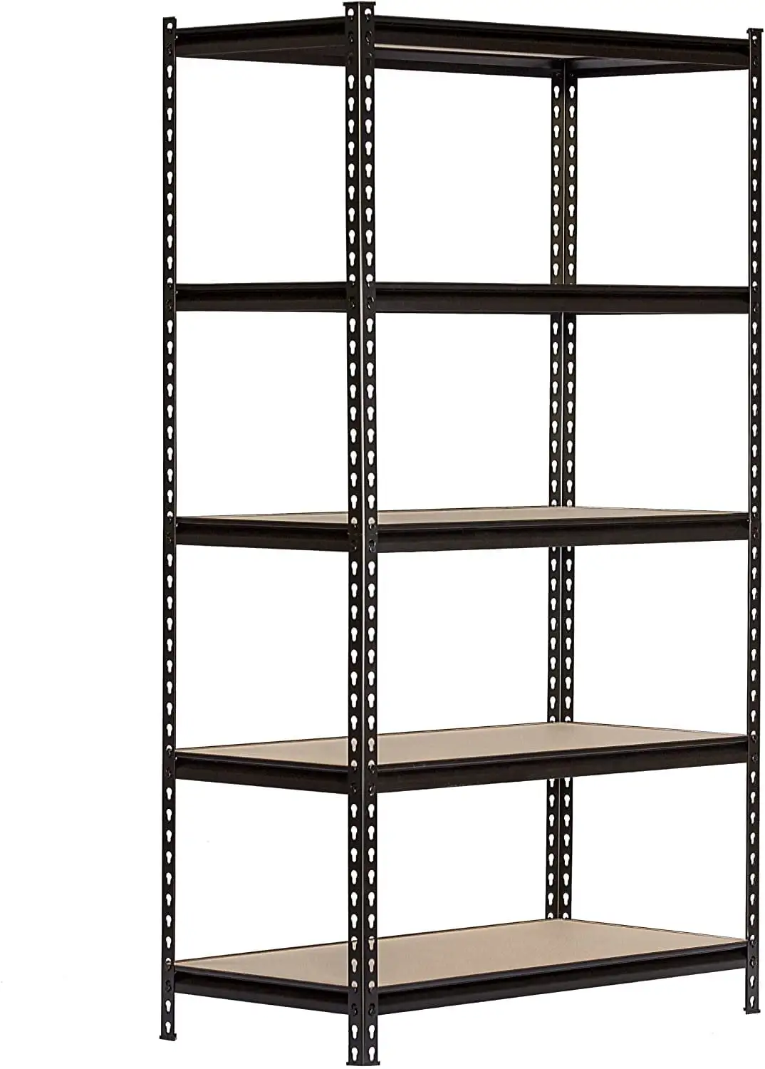 King's Rack 5-Tier Metal Boltless Storage Shelving in Black & Wooden