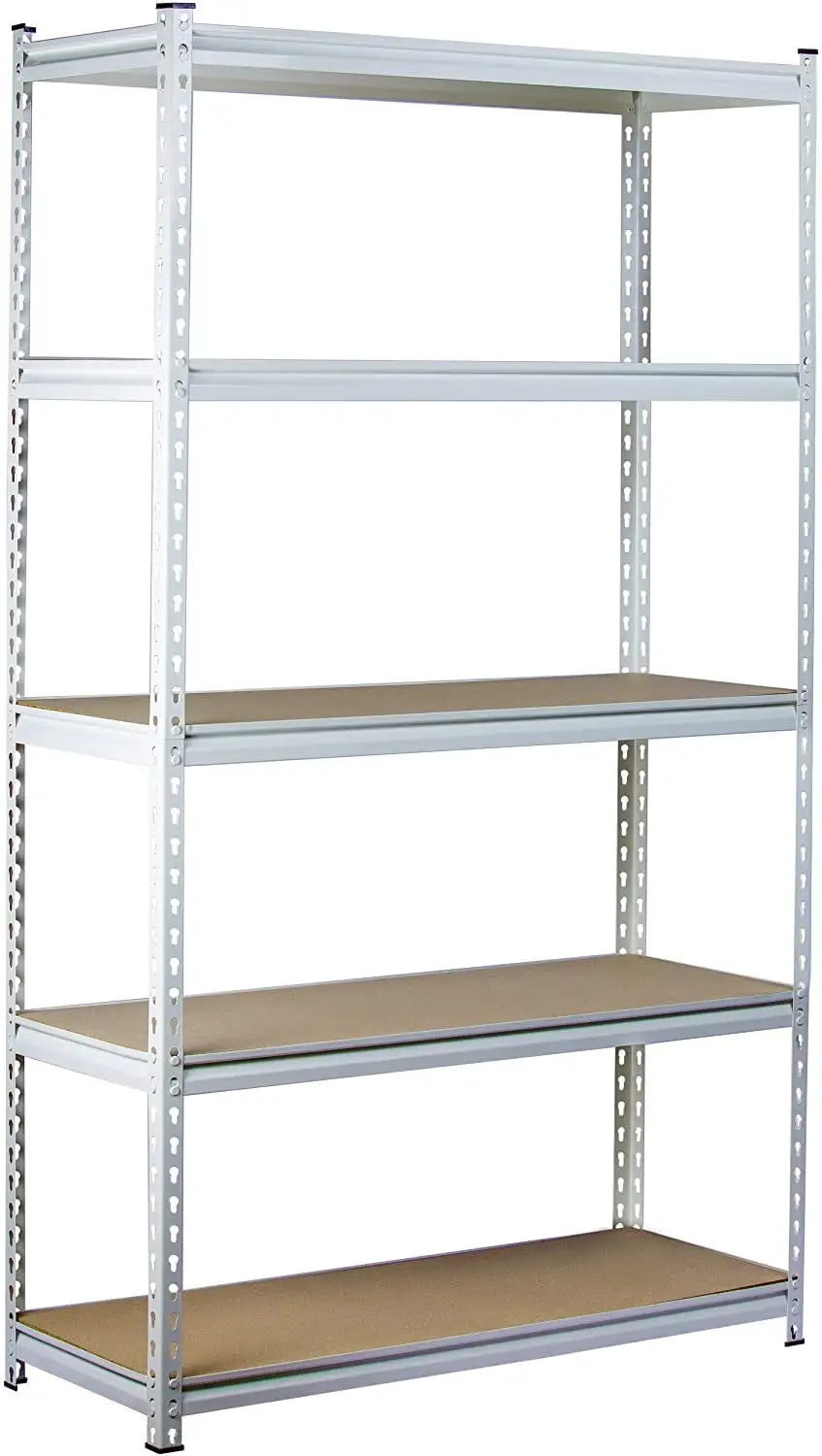 King's Rack 5-Tier Metal Boltless Storage Shelving in White & Wooden