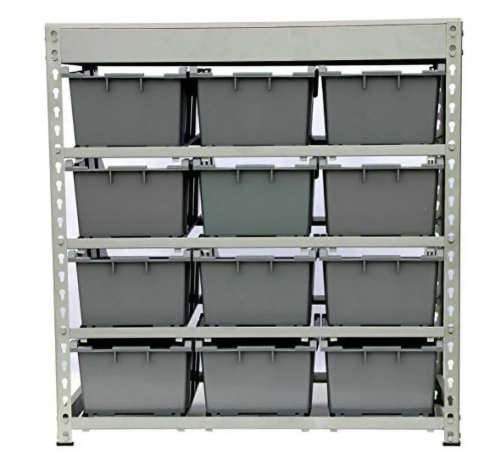 King's Rack Bin Rack Boltless Steel Storage System Organizer with Plastic Bins (4 Tier - 8 Bin)