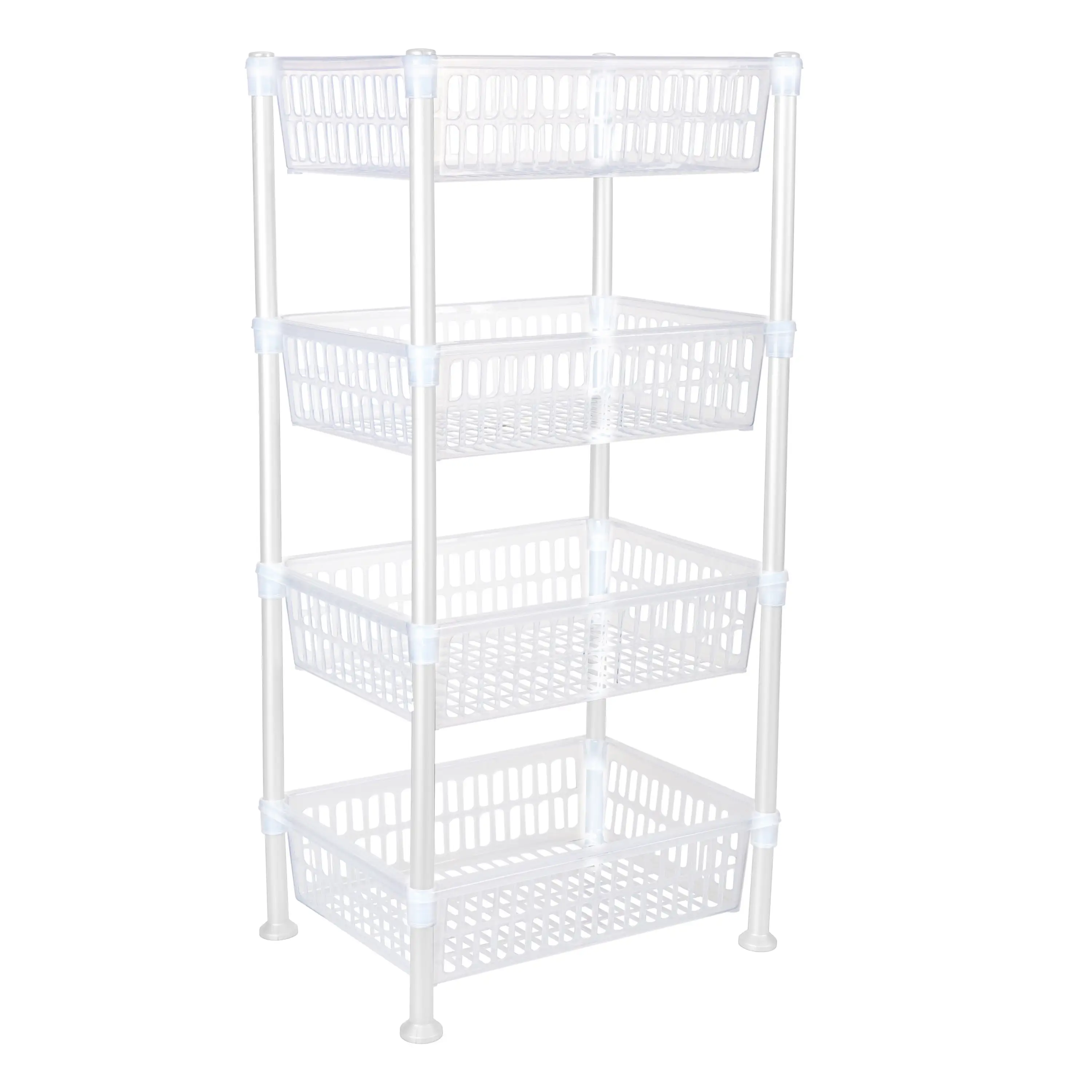 Kitchen Details Slim 4 Shelf Plastic Freestanding Shelves. White