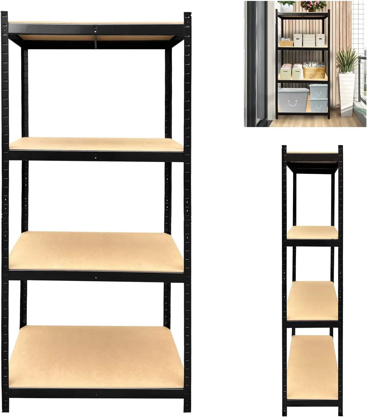 Kitchen Storage 4-Tier Storage Shelves Garage Shelving Adjustable Metal Shelves for Storage. 175KG Per Shelf Garage Storage Utility Rack. Heavy Duty Shelves Organization Multipurpose Shelf