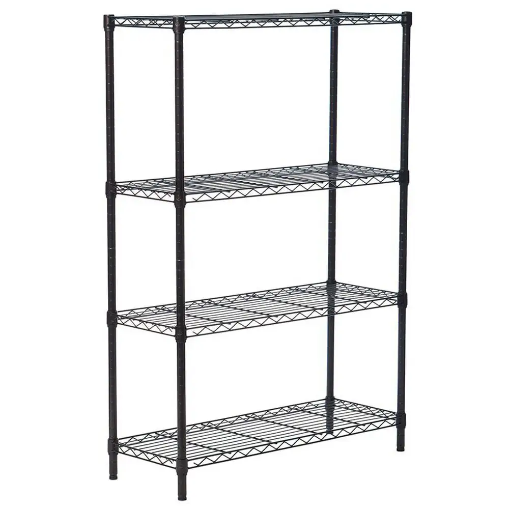 Kmowoo 4-Layer Plastic Coated Iron Shelf 140*90*35 Black