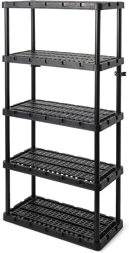 Knect-A-Shelf 5 Tier Ventilated Heavy Duty Shelving Storage Unit Organizer System for Home. Garage and Basement. Black