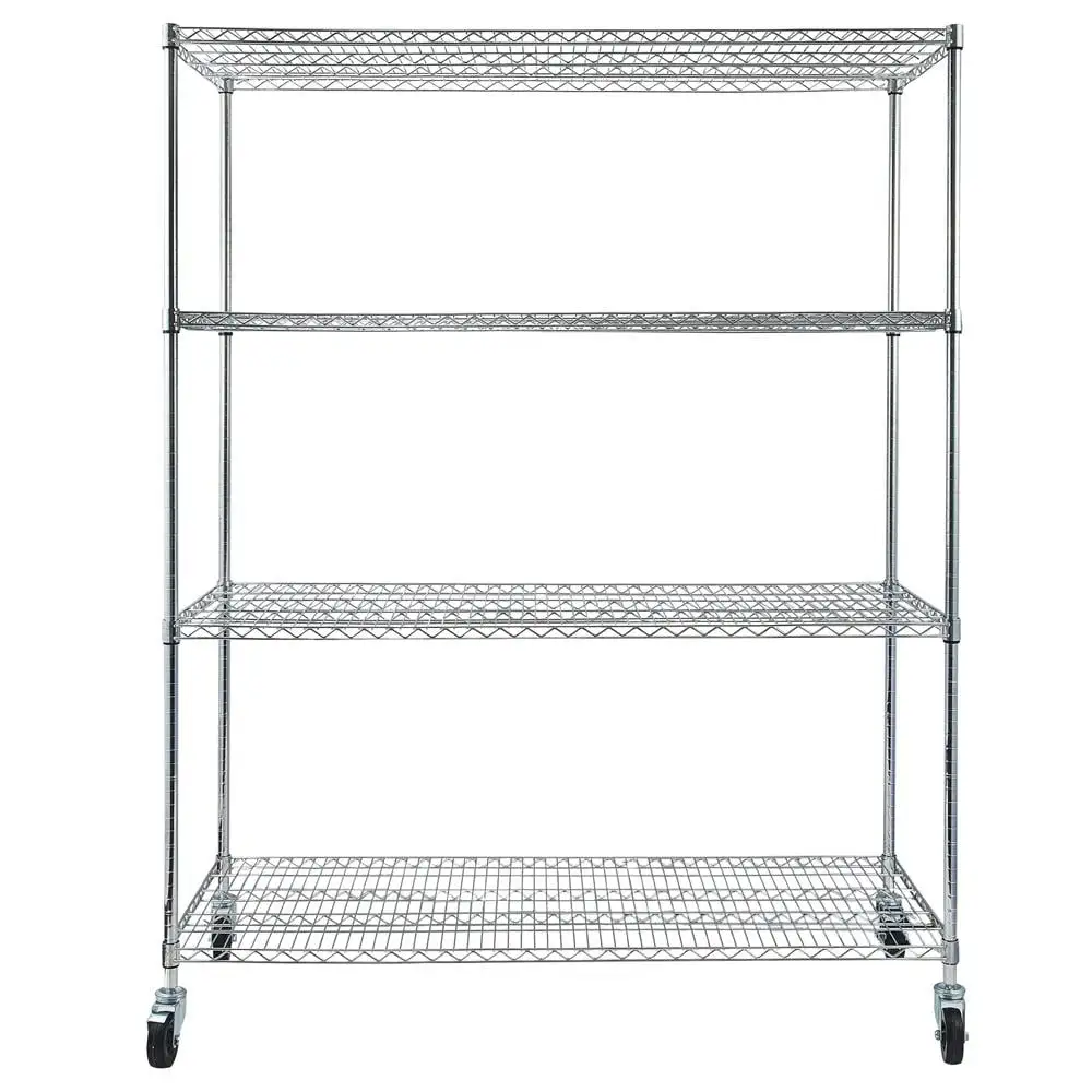 Ktaxon 4-Tier Storage Rack. Adjustable NSF Heavy Duty Wire Shelving Organizer Garage Kitchen. 24 W x 60 L x 70 H. Chrome