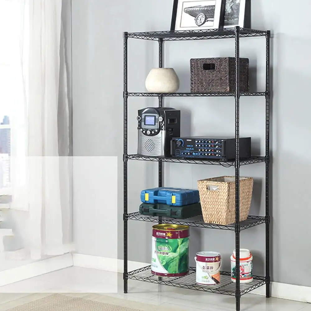 Ktaxon Wire 5 Tier Shelving Units. 35''L x 14''W x 71''H Storage Rack Supreme Shelving Organization. Black