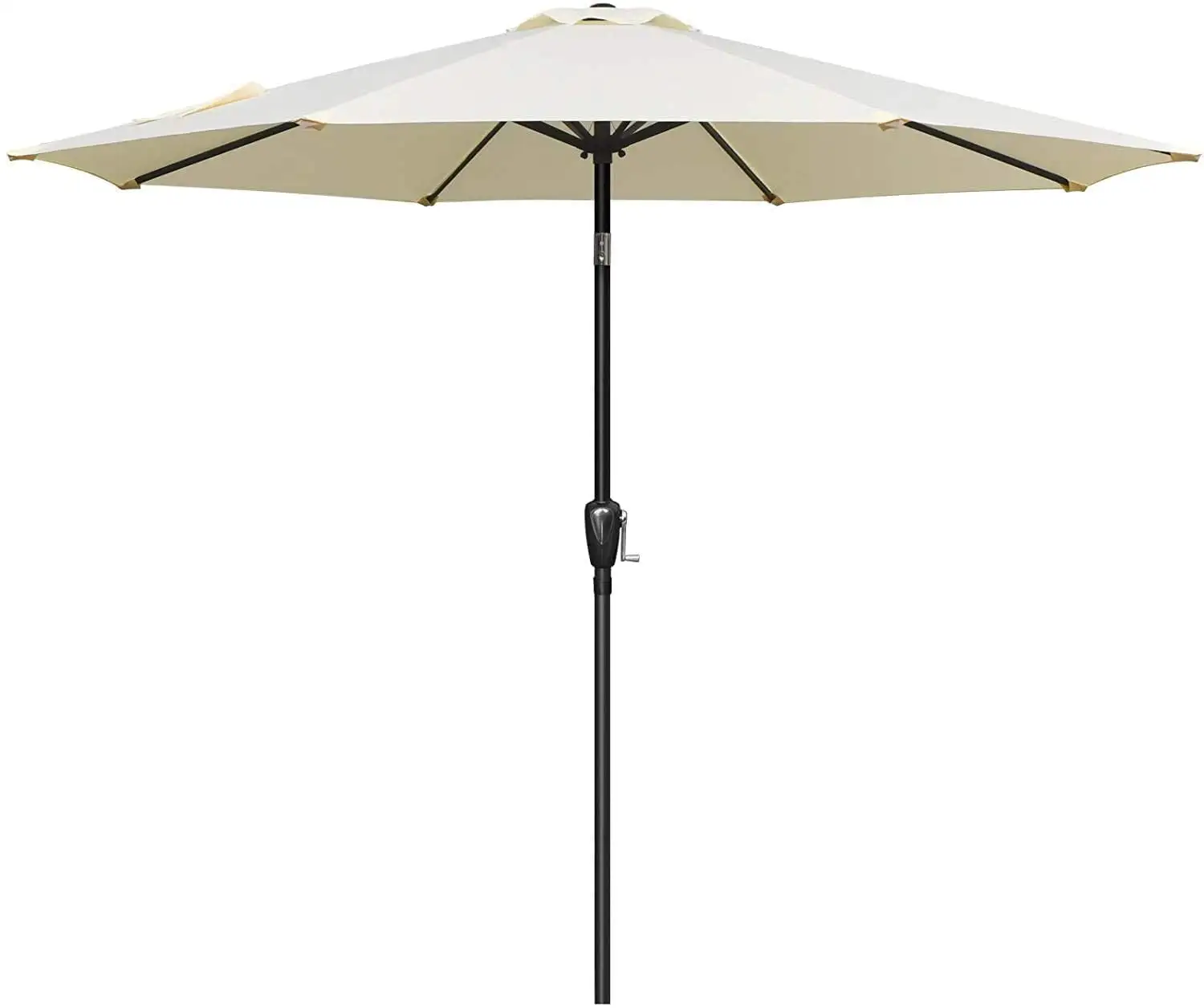 Kumji 7.5FT Patio Umbrella. Heavy-Duty Round Outdoor Market Table Patio Umbrella w/Steel Pole. Market Umbrella for Deck. Pool. Garden. Push Button Tilt. Crank. Easy Crank Lift. Beige