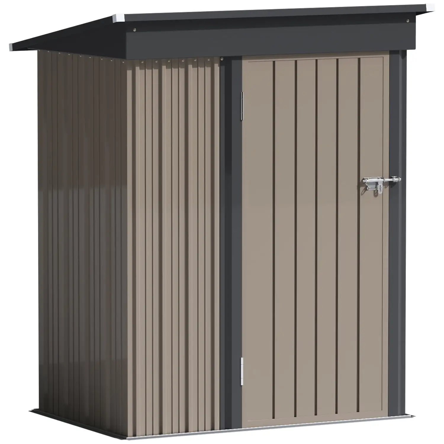 LACOO 3 x 5 ft. Patio Steel Storage Lockable Shed for Backyard. Mental Outdoor Storage Shed for Garden with Groove Roof. Brown