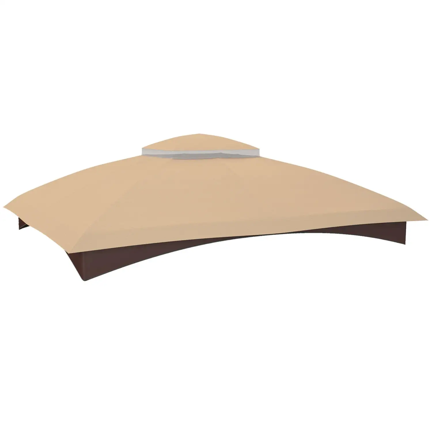 LEIYEHOOM 10' x 12' Gazebo Canopy Replacement 2-Tier Outdoor Gazebo Cover Top Roof with Drainage Holes (TOP ONLY) Beige