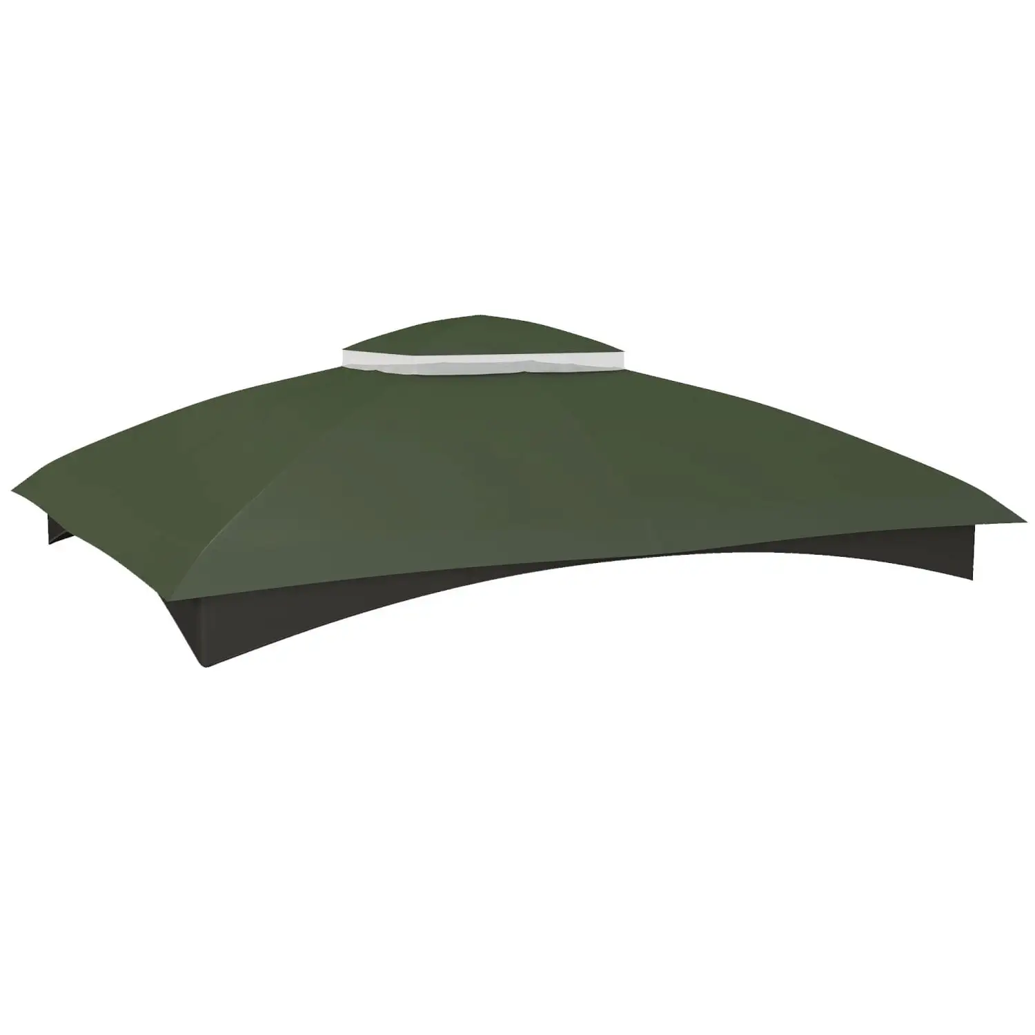 LEIYEHOOM 10' x 12' Gazebo Canopy Replacement 2-Tier Outdoor Gazebo Cover Top Roof with Drainage Holes (TOP ONLY) Green