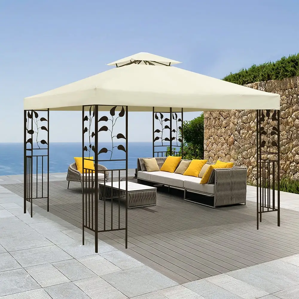 LELINTA 10 X 10ft Replacement Canopy Top Cover Only for Gazebo. Double Tiered Gazebo Covers for Outdoor Patio Garden Canopy