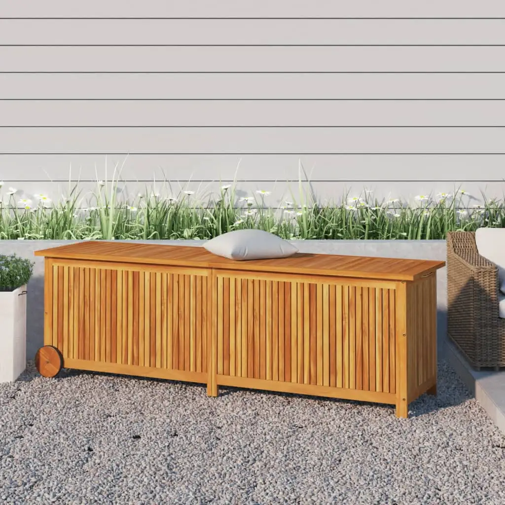 Large Garden Storage Box with Wheels 150x50x58 cm Solid Wood