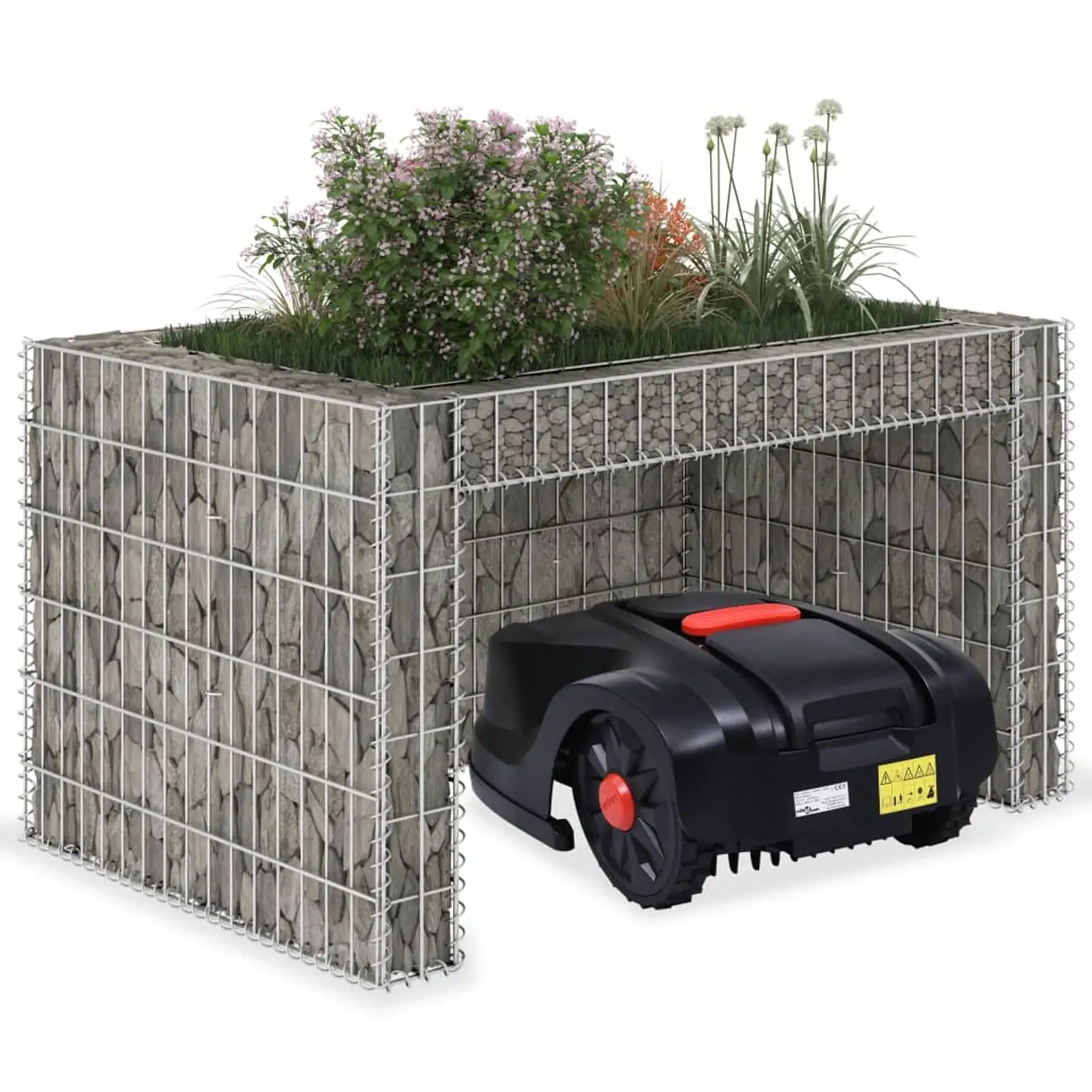 Lawn Mower Garage with Raised Bed 43.3x31.5x23.6 Steel Wire