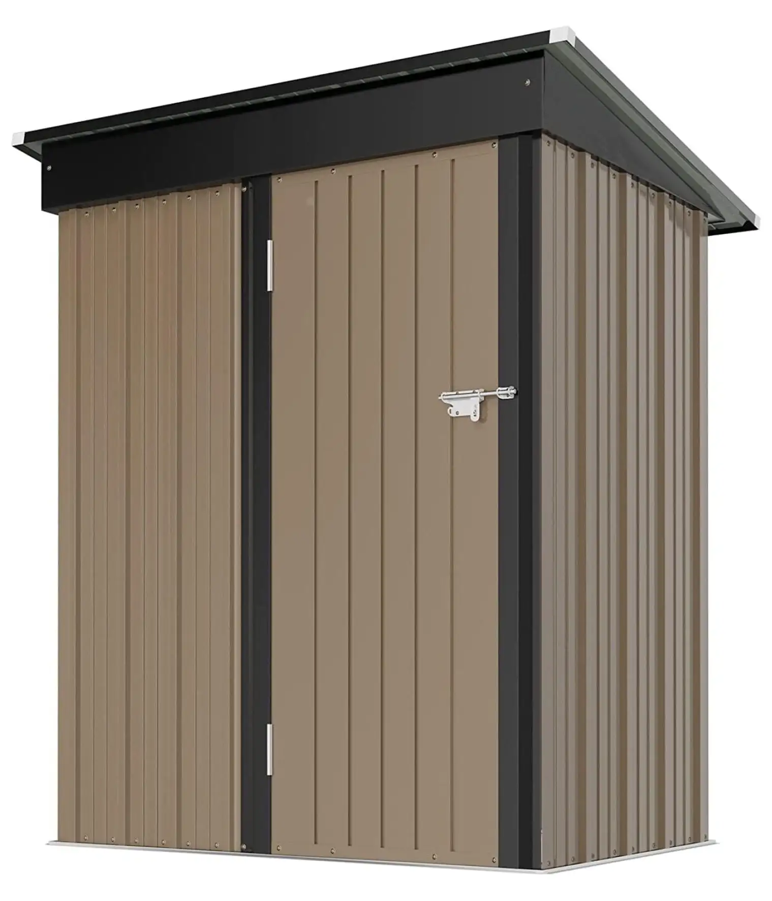 LeCeleBee Outdoor Storage Shed 5X3 FT Small Outside Sheds & Outdoor Storage Anti-Corrosion Metal Shed Waterproof Outdoor Storage Cabinet with Door & Lock for Backyard Patio Lawn (Brown)