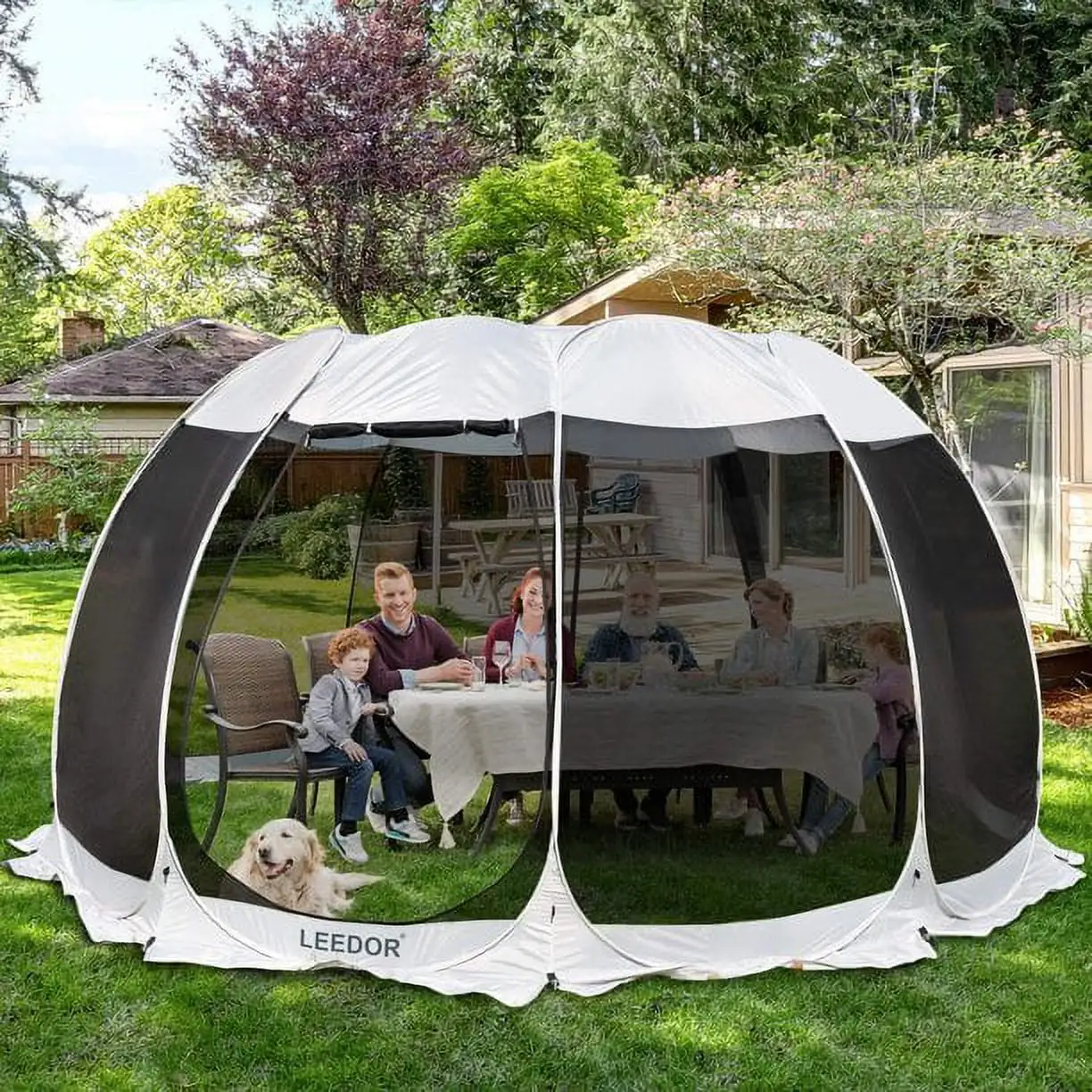 Leedor Screen House for Camping Pop Up Sun Shade Shelter 15'X 15' Gray