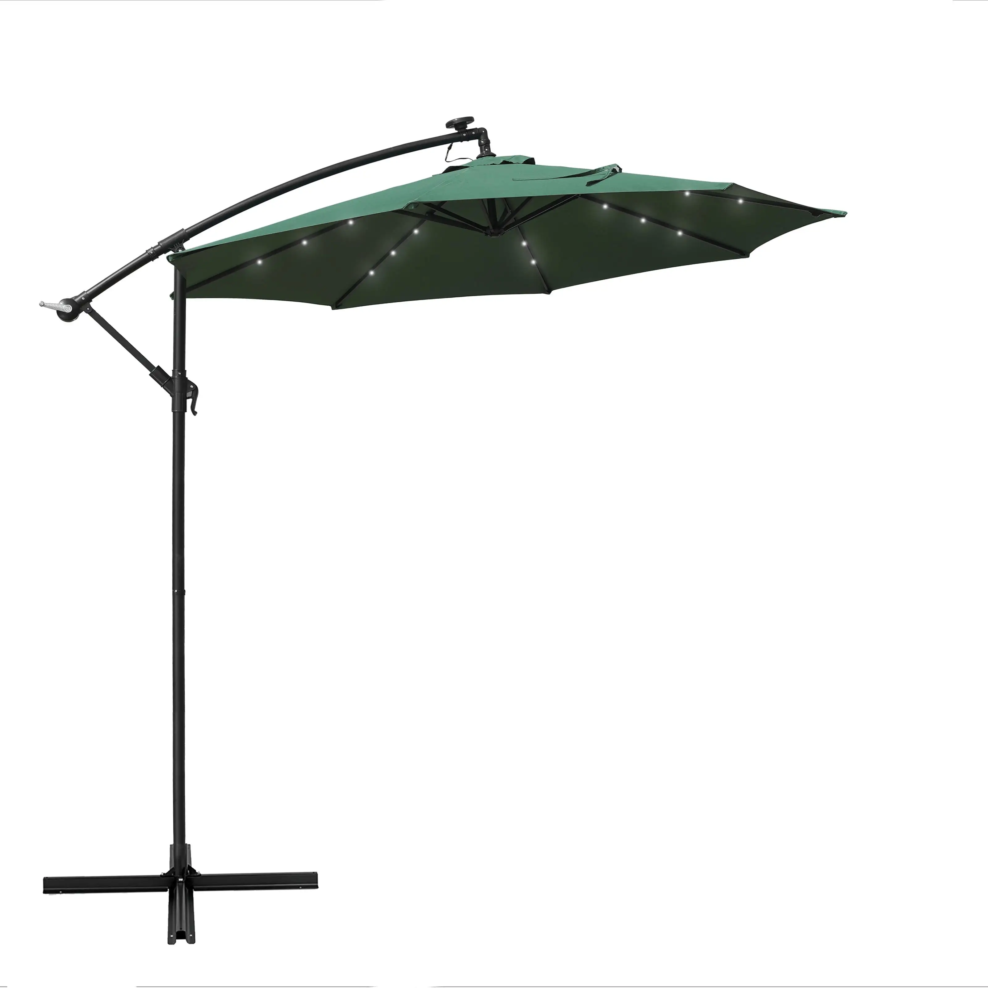 LeisureMod Willry 10' Cantilever Patio Umbrella With Solar LED by Green