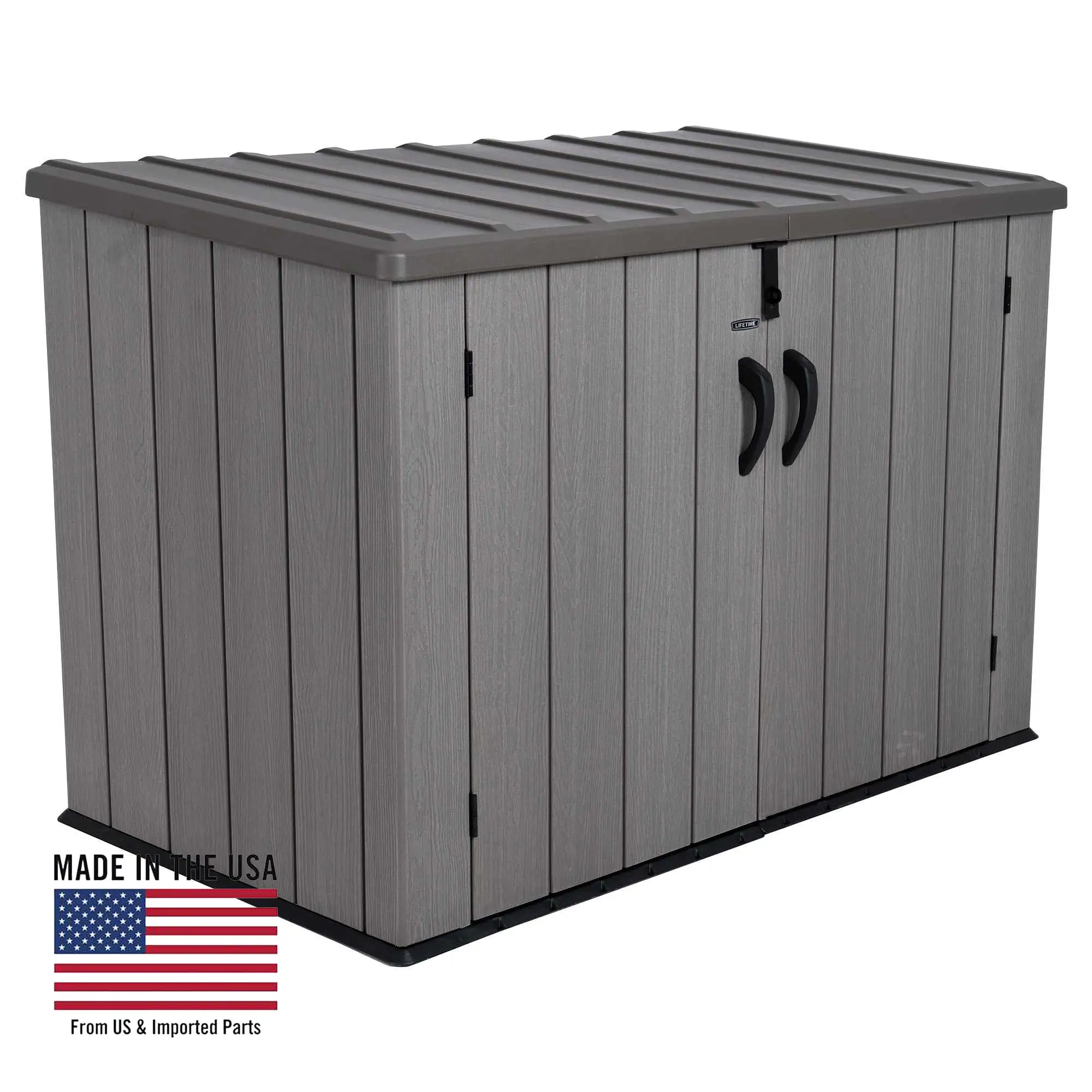 Lifetime Horizontal Storage Shed. 75 cubic ft.. 75.2 in x 42.5 in. x 52 in.. Light Brown (60341)