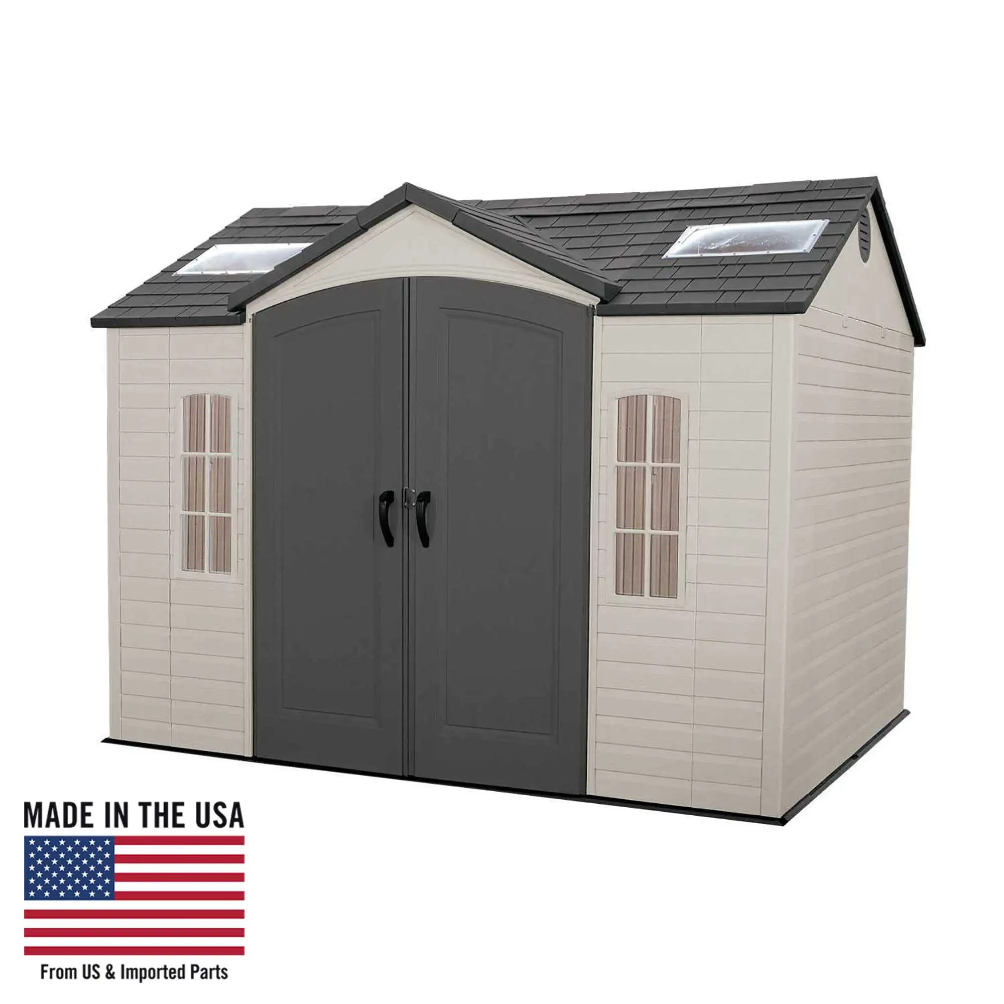 Lifetime Polyethylene Storage Shed. 71.25 sq. ft.. 10 ft. x 8 ft. x 8 ft.. Tan/Brown (60005)