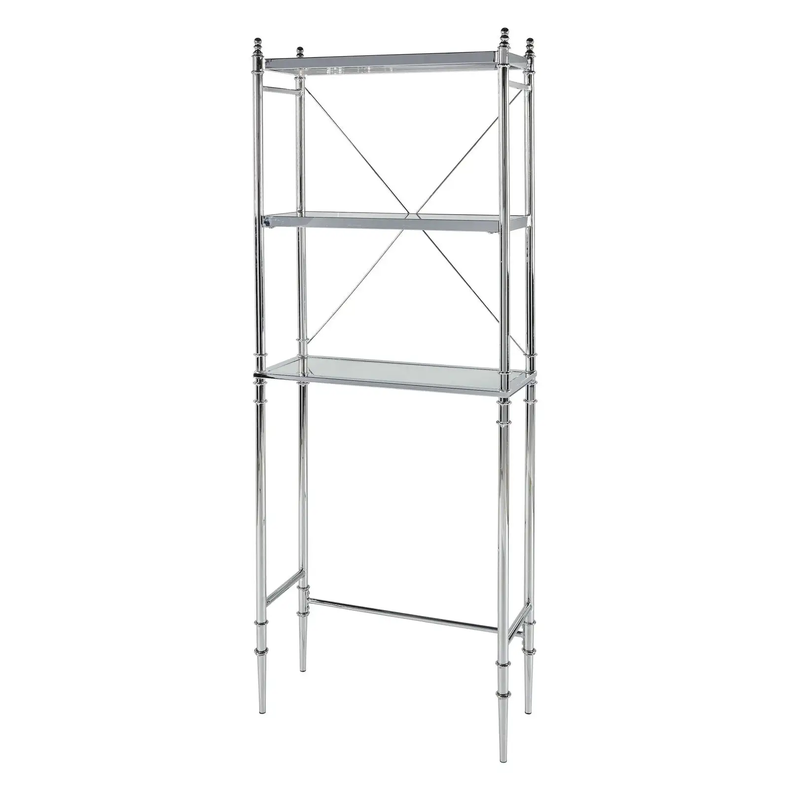 Linon Pinnacle Chrome and Glass Spacesaver. 3 Tiered Shelves