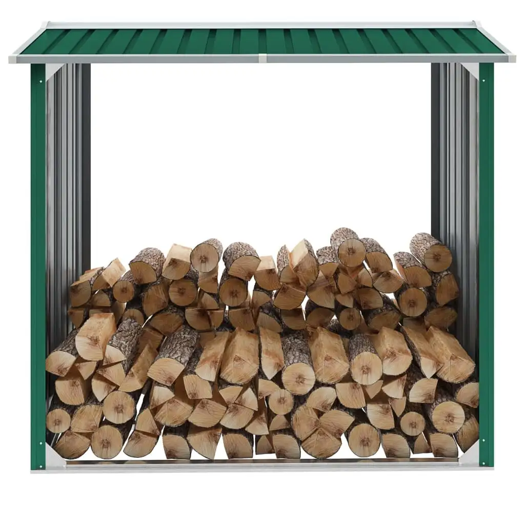 Log Storage Shed Galvanized Steel 67.7x35.8x60.6 Green