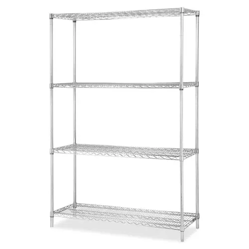 Lorell Industrial Chrome Wire Shelving Starter Kit 36 Width x 18 Depth - Steel - Chrome